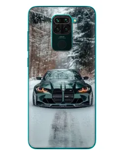 Чехол для Xiaomi Redmi 10X с картинкой «BMW в зимнем лесу»