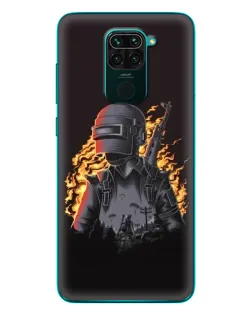 Чехол для Xiaomi Redmi 10X с картинкой «PUBG — огненный силуэт»