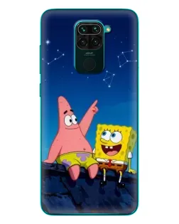 Чехол для Xiaomi Redmi 10X с картинкой «Губка Боб и Патрик ночью»