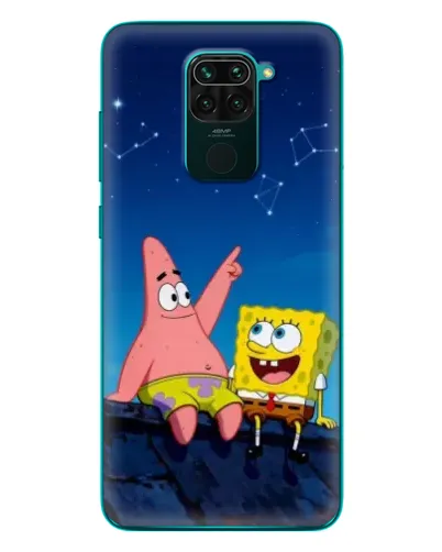 Чехол для Xiaomi Redmi 10X с картинкой «Губка Боб и Патрик ночью»