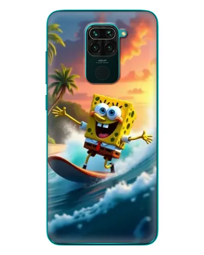 Чехол для Xiaomi Redmi 10X с картинкой «Губка Боб серфингист»