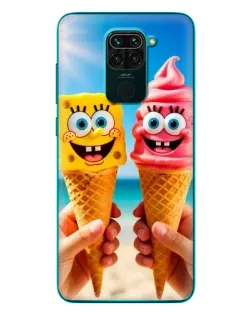 Чехол для Xiaomi Redmi 10X с картинкой «Спанч Боб мороженое»