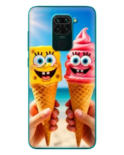 Чехол для Xiaomi Redmi 10X с картинкой «Спанч Боб мороженое»