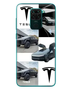 Чехол для Xiaomi Redmi 10X с картинкой «Коллаж Cybertruck Tesla»