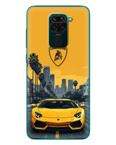 Чехол для Xiaomi Redmi 10X с картинкой «Желтый Lamborghini город»