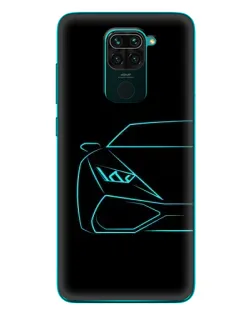Чехол для Xiaomi Redmi 10X с картинкой «Голубой силуэт Lamborghini»