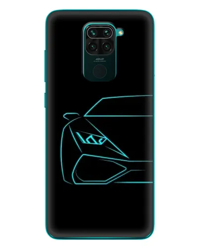 Чехол для Xiaomi Redmi 10X с картинкой «Голубой силуэт Lamborghini»
