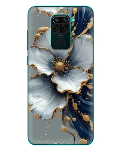 Чехол для Xiaomi Redmi 10X с картинкой «Белый цветок и золотой флюид» Чехол для Xiaomi Redmi 10X с картинкой «Белый цветок и золотой флюид»