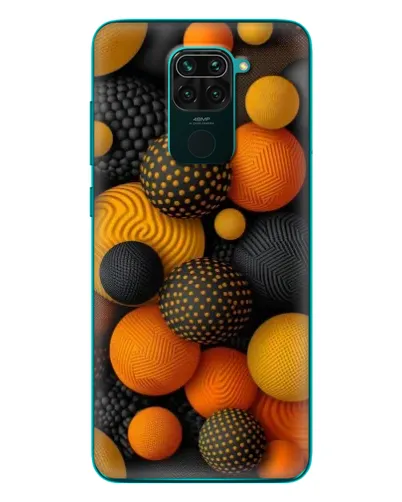 Чехол для Xiaomi Redmi 10X с картинкой «Объемные оранжевые сферы»
