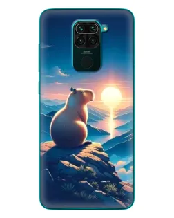 Чехол для Xiaomi Redmi 10X с картинкой «Закат солнца с капибарой»