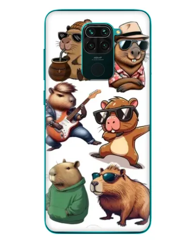 Чехол для Xiaomi Redmi 10X с картинкой «Крутые капибары музыканты»