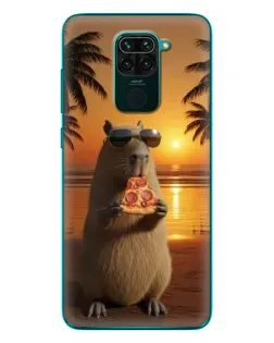 Чехол для Xiaomi Redmi 10X с картинкой «Капибара с пиццей»