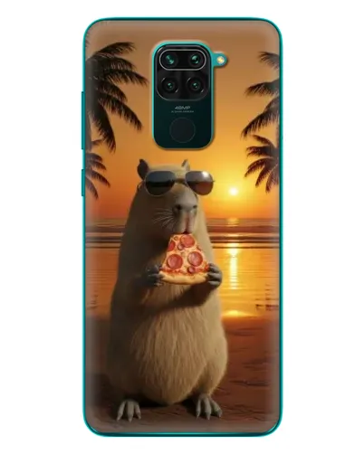 Чехол для Xiaomi Redmi 10X с картинкой «Капибара с пиццей»