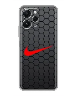 Чохол для Xiaomi Redmi 12 (5G) з картинкою «Nike — карбонова сітка»
