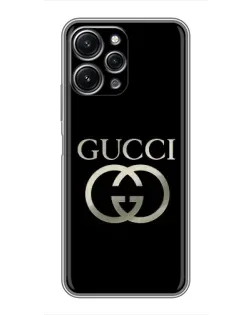 Чехол для Xiaomi Redmi 12 (5G) с картинкой «Gucci — золото на черном»