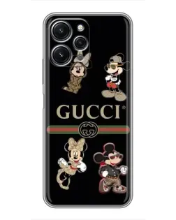 Чехол для Xiaomi Redmi 12 (5G) с картинкой «Gucci — герои Disney и монограмма»