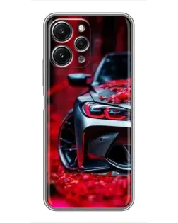 Чохол для Xiaomi Redmi 12 (5G) з картинкою «Спортивна BMW та квіти»