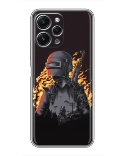 Чохол для Xiaomi Redmi 12 (5G) з картинкою «PUBG — вогняний силует»