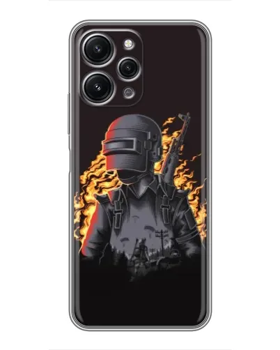 Чохол для Xiaomi Redmi 12 (5G) з картинкою «PUBG — вогняний силует»