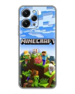 Чехол для Xiaomi Redmi 12 (5G) с картинкой «Minecraft классический мир»
