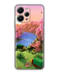 Чехол для Xiaomi Redmi 12 (5G) с картинкой «Розовое дерево Minecraft»