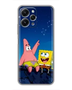 Чохол для Xiaomi Redmi 12 (5G) з картинкою «Губка Боб та Патрік вночі»