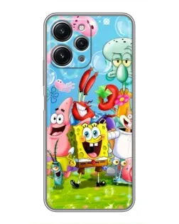 Чохол для Xiaomi Redmi 12 (5G) з картинкою «Губка Боб та друзі»