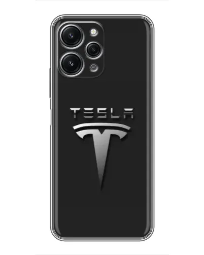 Чохол для Xiaomi Redmi 12 (5G) з картинкою «Сталевий логотип Tesla»