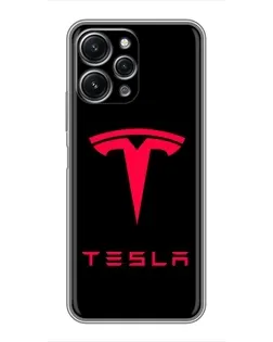 Чохол для Xiaomi Redmi 12 (5G) з картинкою «Tesla Red Logo»