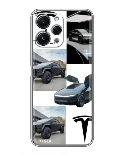 Чохол для Xiaomi Redmi 12 (5G) з картинкою «Колаж Cybertruck Tesla»