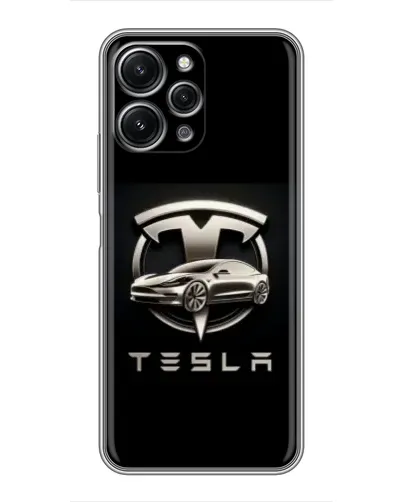 Чохол для Xiaomi Redmi 12 (5G) з картинкою «Tesla — срібне авто»