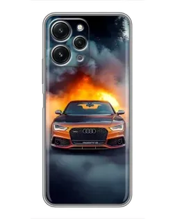 Чехол для Xiaomi Redmi 12 (5G) с картинкой «Audi в огненном дыму»