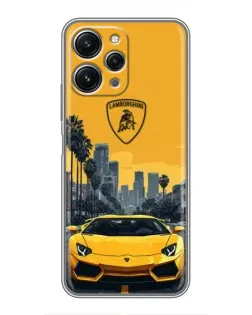 Чехол для Xiaomi Redmi 12 (5G) с картинкой «Желтый Lamborghini город»