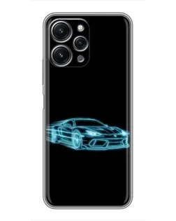 Чехол для Xiaomi Redmi 12 (5G) с картинкой «Неоновый контур Lamborghini»