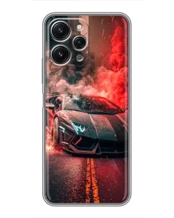 Чехол для Xiaomi Redmi 12 (5G) с картинкой «Lamborghini красный дым»