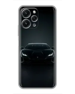 Чехол для Xiaomi Redmi 12 (5G) с картинкой «Черный Lamborghini Aventador»
