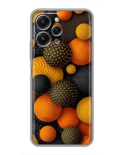 Чохол для Xiaomi Redmi 12 (5G) з картинкою «Об'ємні помаранчеві сфери»