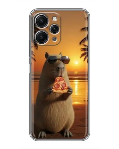 Чохол для Xiaomi Redmi 12 (5G) з картинкою «Капібара з піцою»