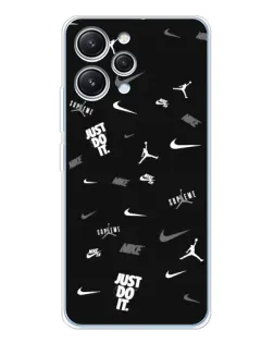 Чехол для Xiaomi Redmi 12 с картинкой «Nike Black Pattern»
