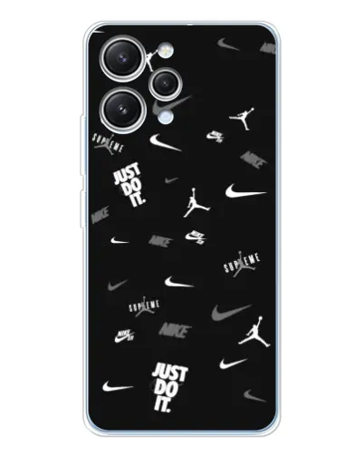 Чехол для Xiaomi Redmi 12 с картинкой «Nike Black Pattern»