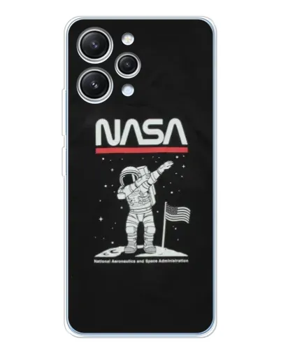 Чехол для Xiaomi Redmi 12 с картинкой «NASA — шагаем по Луне»