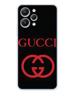 Чехол для Xiaomi Redmi 12 с картинкой «Gucci — красный логотип»