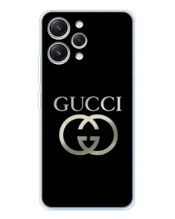 Чохол для Xiaomi Redmi 12 з картинкою «Gucci — золото на чорному»
