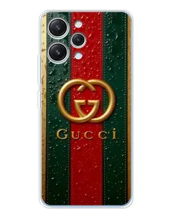 Чохол для Xiaomi Redmi 12 з картинкою «Gucci — фірмова смуга та золото»