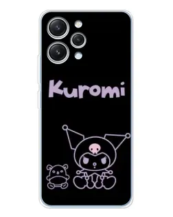 Чехол для Xiaomi Redmi 12 с картинкой «Kuromi — черный минимализм»