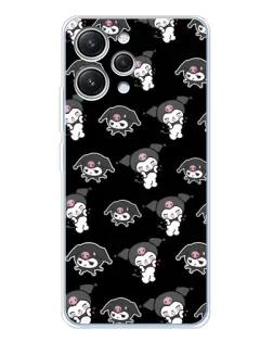 Чехол для Xiaomi Redmi 12 с картинкой «Черный паттерн Kuromi»