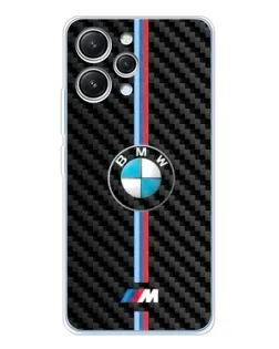 Чехол для Xiaomi Redmi 12 с картинкой «Эмблема BMW и карбон»