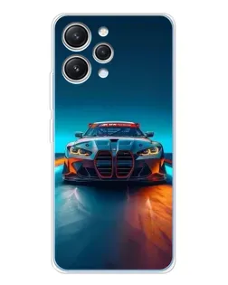 Чехол для Xiaomi Redmi 12 с картинкой «BMW — огни неона»