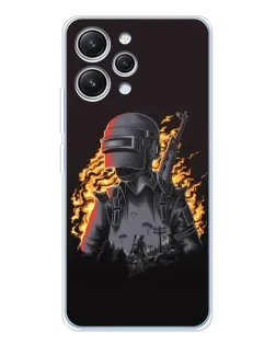 Чехол для Xiaomi Redmi 12 с картинкой «PUBG — огненный силуэт»