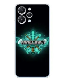 Чехол для Xiaomi Redmi 12 с картинкой «Minecraft Diamond лого»